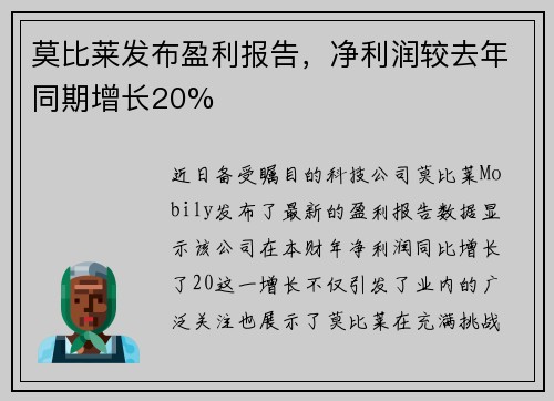 莫比莱发布盈利报告,净利润较去年同期增长20%
